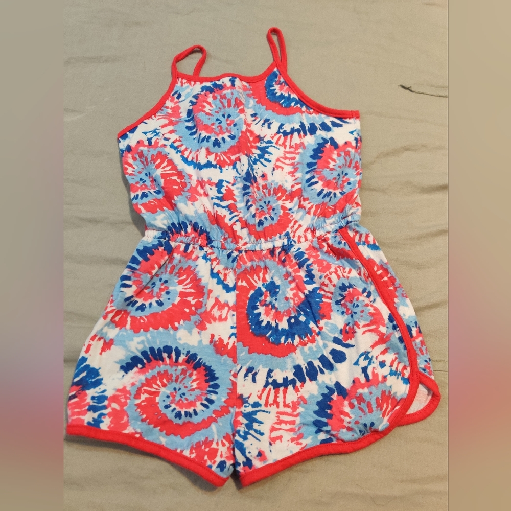 Jumping Beans romper Tie dye 4th of July